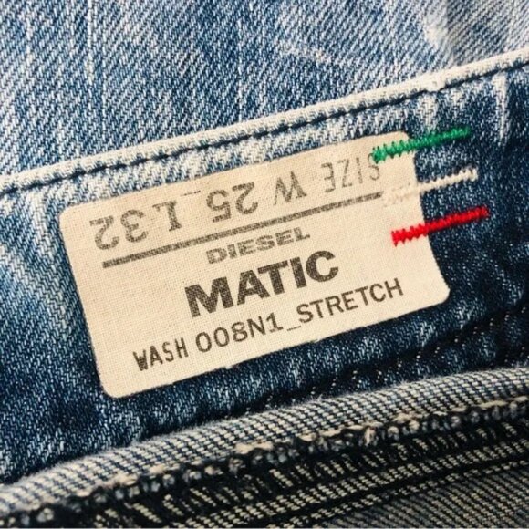 Diesel Matic Distressed Faded Low Rise Straight Leg Jeans - Picture 2 of 7